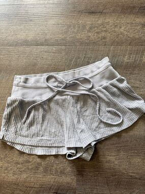 Forever 21 Cream Ribbed Lounge Shorts with Drawstring